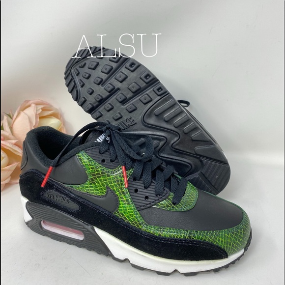 Nike Air Max 90 QS Black Green Leather W AUTHENTIC - Picture 3 of 8